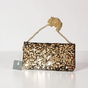 Gold Sequin Chain Clutch
